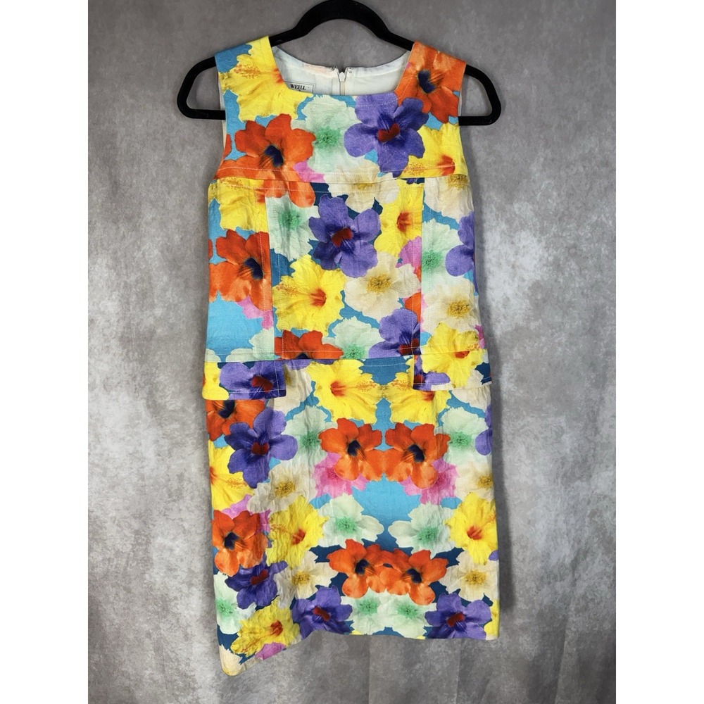Weill Paris Sheath Sleeveless Silk Blend Floral Dress In Multi Women's Sz US 10